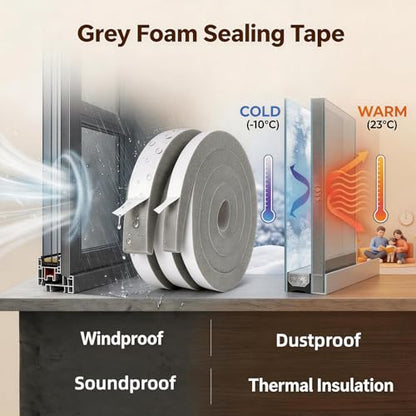 Air Conditioner Foam-2 Rolls, 1 Inch Wide X 1 Inch Thick Total 13 Feet Long, AC Foam Weather Stripping Insulation Tape for Face Shield's Headband(6.5ft x 2 Rolls) - color: Gray, size: 1" (W) x 1" (T) x 13' (L)