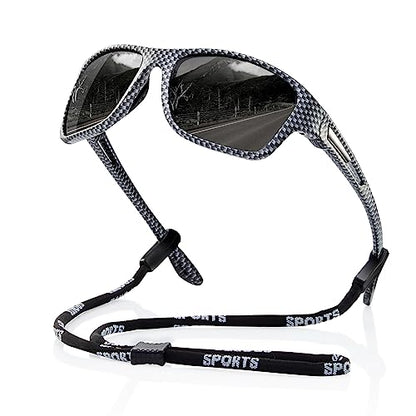 suoso Polarized Sports Sunglasses for Men: UV400 Protection Glasses Wrap Around Goggles for Driving Fishing - color: A8-carbon Fiber