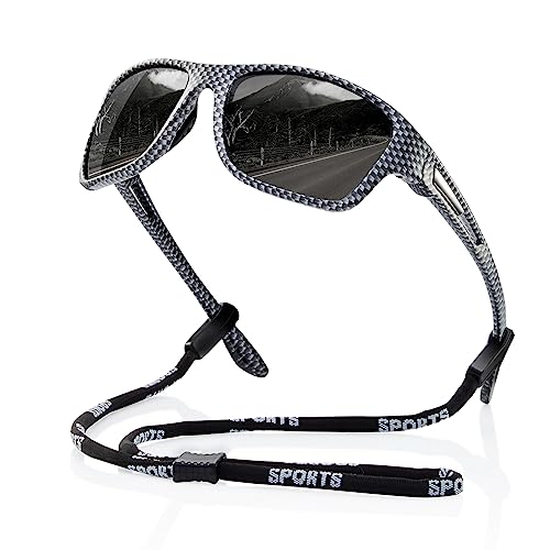 suoso Polarized Sports Sunglasses for Men: UV400 Protection Glasses Wrap Around Goggles for Driving Fishing - color: A8-carbon Fiber