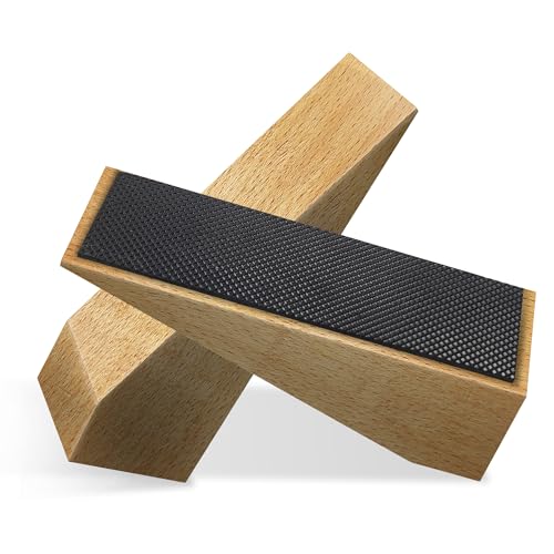 2 Pack Wooden Door Stop - Non-Slip Door Stoppers for Floor - Door Wedges for All Door Types and Surfaces - Each Door Stopper 1.4inch Thick, 4.3inch Long with Rubber - size: Small triangle