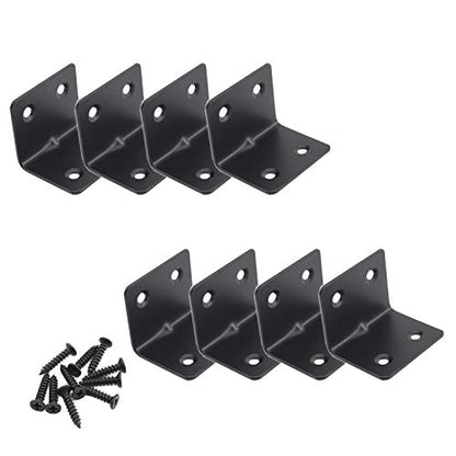 Heavy Duty Stainless Steel Corner Bracket,ULIFESTAR L Shaped Shelf Bracket 90 Degree Corner Brace Large Joint Right Angle L Bracket for Furniture Wood Cabinets Shelves 8 Pack Black(38x30x30mm) - size: 38*30*30mm 4 Screw Holes