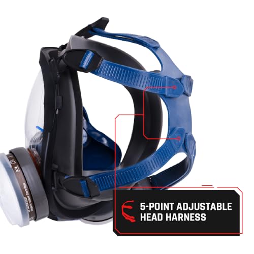 Parcil Distribution Full Face Respirator Mask - Air Purifying, Organic Vapor & Particulate - Industrial Use - CE Tested - color: Pt-100 Clear