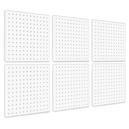 6Pcs Pegboard, Peg Board, Metal Pegboard Wall Organizer Panels Accessories, Mount Display Pegboard Kits for Walls Garage Craft Room Office Workshop, Easy Installation (White) - style: Metal pegboard-6pack