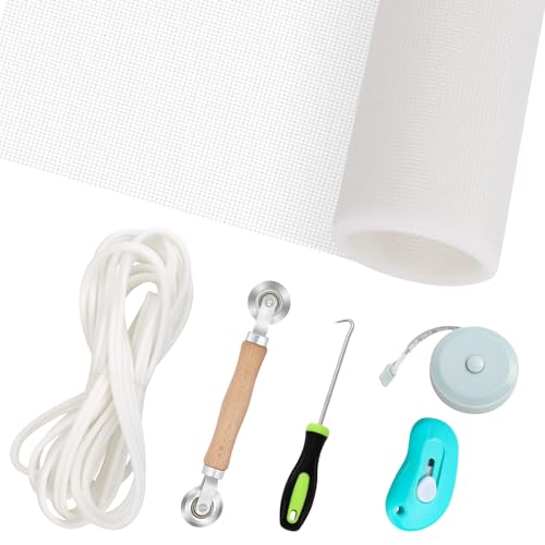 Windows Screen Replacement and Screen Door Repair Kit, 6Pcs Window Screen Fiberglass Mesh Kit - Window Screen & Screen Door Mesh & Screen Porch Repair Kit (White, 59" x 106") - color: White, size: 59" x 106" + Tool Set