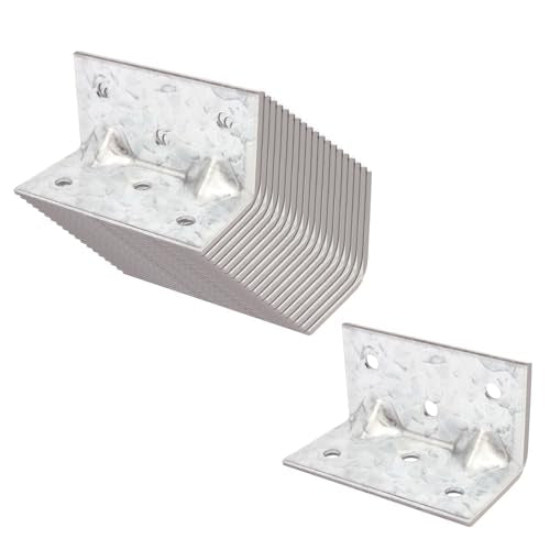 20 PCS 2-3/8" x 1-1/4" x 1-1/4" L Right Angle Bracket, Reinforcing Rib Corner Brace for Wood, Max Load 66 LB - size: 2-3/8" x 1-1/4"