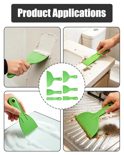 12pcs Plastic Putty Knife Set, SyhirNmly Plastic Scraper Tool Kit with 6 Flexible Putty Knife Scrapers 6 Precision Detail Scrapers for Wall Repair, Patching, Plastering, Painting, DIY Projects