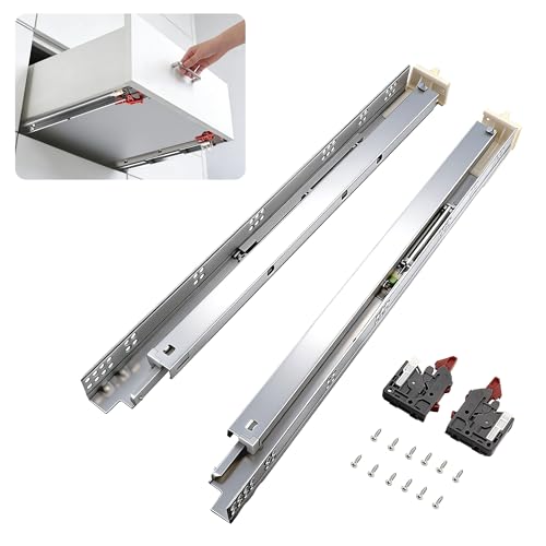 Knobonly 6 Pairs 21" Soft Close Drawer Rails Full Extension Heavy Duty, Undermount Zinc Plated Drawer Slides, Mounting Screws and Adjustable Locking Device Included, 85 lb Load Capacity - size: 21 Inch, style: Soft Close - 6 Pairs
