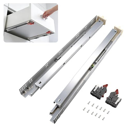 Knobonly 10 Pairs (20 Pcs) 21 Inch Undermount Drawer Slides, Soft Close Full Extension, 85lb Load Capacity, Complete with All Hardware for Whole Kitchen Cabinet Set - size: 21 Inch, style: Soft Close - 10 Pairs