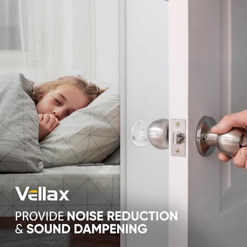 Large 2" Door Knob Wall Protectors – 4 Clear Self-Adhesive Silicone Bumper Pads in Jelly Crown Shape – Noise Dampening Wall & Furniture Guards by VELLAX - style: Jelly Crown Bumpers
