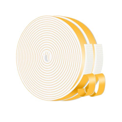Door Weather Stripping,Weather Stripping Door Seal,Strong Adhesive,Soundproof, Dustproof,Reduce Noise,High Density CR Foam Insulation Tape for Door Frame,Window Frame (White,1/2 in x 1/8 in x 26Ft) - size: 1/2 In x 1/8 In x 26 Ft