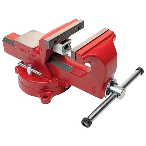 Yost Vises ADI-5 Heavy Duty Vise | 130,000 PSI Tensile Strength Austempered Ductile Iron Bench Vise | 5.5 Inch Jaw Width with a 360 Degrees Interlocking Swivel Base and 2 Lockdowns | Red - size: 5 inches
