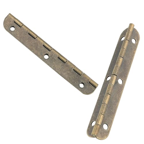 4PCS 180 Degree Long Bronze Plated Piano Hinges Wooden Box Small Hinge Wooden Box Connect Mount Hinges with Screws
