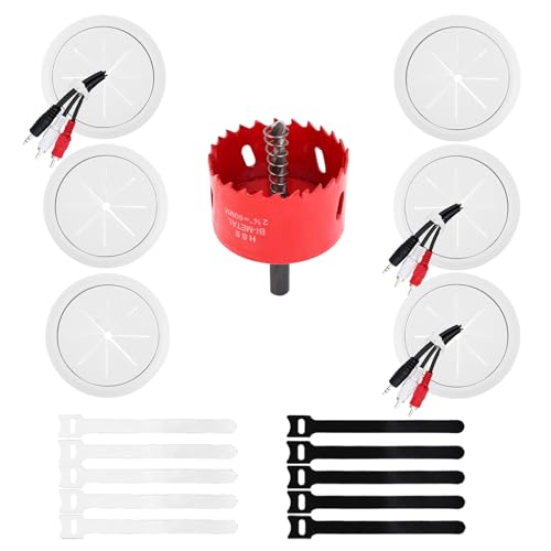 6 Pack Cord Hider for Wall Mounted TV, 2-3/8"(60mm Hole) Cord Hider for TV Wall, in Wall Cable Management Kit, Includes 6 Pass Throughs, 1 Hole Saw Drill Attachment & 10 Cable Ties for Easy Install - color: White, size: 6 Pack
