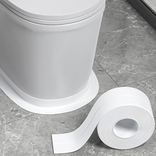 1 Roll Caulk Tape Self Adhesive Waterproof, Transparent Kitchen and Wall Sealing Tape, Bathroom Sealant Strip for Toilet, Bath Tub, Sink, Shower (White,1.5" x10.5Ft) - color: White