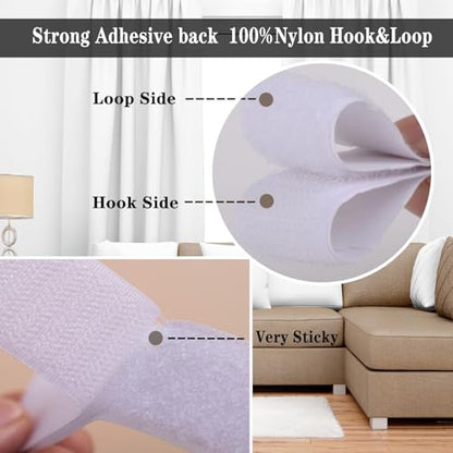 Navona 2 Boxes Heavy Duty Hook and Loop Strips with Adhesive, 60Ft Total x 1 Inch Hook and Loop Tape with Backing for Home, Office, School, and Crafting Projects, White - color: 1inx30ft-white-2Boxes