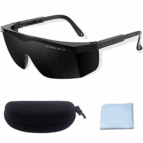 IPL190nm to 2000nm Laser Safety Glasses , UV Blocking Laser Glasses Eye Protection Protective Goggles Eyewear for Hair Removal Treatment and Laser Cosmetology Operator Eye Protection Adjustable Temple - color: Black