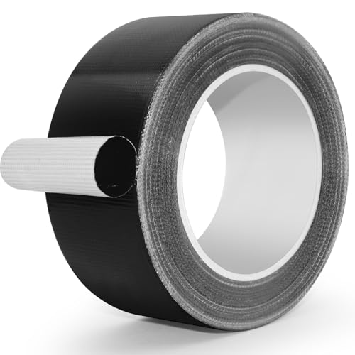 Black Duct Tape, 2 Inches x 32 Yards, Heavy Duty, Strong Adhesive Duct Tape, Easy-Tear by Hand, Residue-Free, Waterproof for Home Repairs, Fixed Carpet Edge, DIY Projects - color: Black