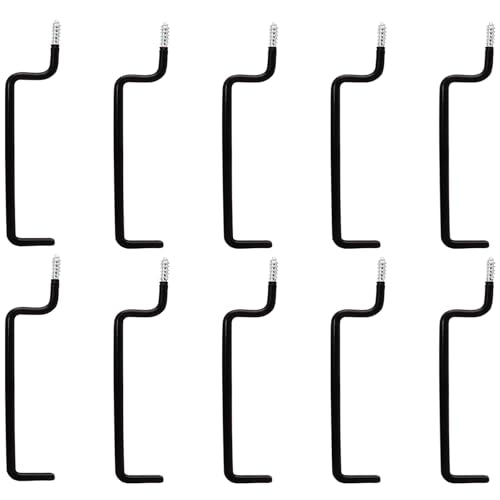 10 Pcs Bicycle Hooks with Anchors, Screw-in Storage Hooks Hanger for Garage/Ceiling/Wall(Black) - color: Black(with Anchors)