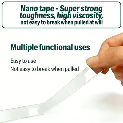 Double Sided Tape Heavy Duty Removable Clear: 3 Rolls Extra Strong Nano Tape Double Sided Adhesive Strips, Clear Mounting Tape Removable Two Sided Adhesive Tape for Walls/Posters/Rug/Picture Hanging