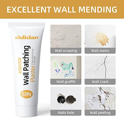 2pcs Drywall Repair Kit Hole Repair Patch Kits Wall Spackle Repair Paste Wall Mending Agent Quick Fix Solution for Home Wall, White Repair Putty Plaster Dent & Wood Scratch Repair - color: 2 Pack