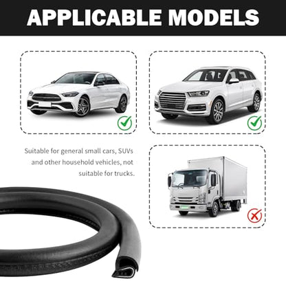 2.62Ft Car Door Weather Stripping, 2PCS Thickened Rubber Edge Trim with U-Shaped Metal Clips for Noise Reduction, Push-in Car Door Seal Strip, Black - color: 2.62Ft