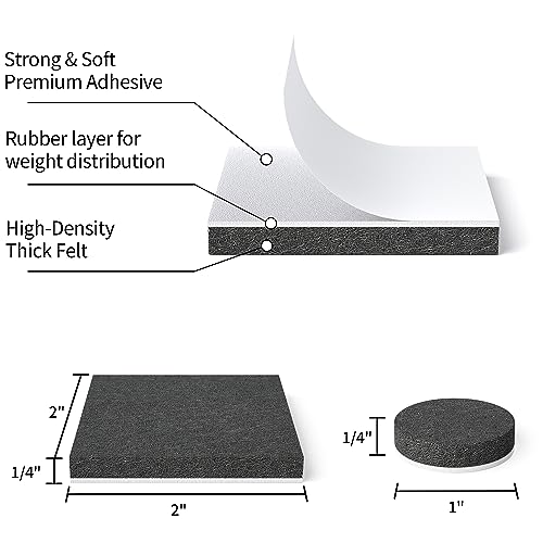 Yelanon Felt Furniture Pads for Hardwood Floors -80 Pcs Premium Felt Pads for Chair Legs, Floor Protectors for Furniture, Black - size: 80pcs Black