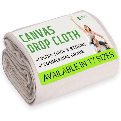 GREEN LIFESTYLE All Purpose Canvas Drop Cloths - Drop Cloth for Painting, Floor Cover, Heavy Duty Protection for Furniture & Surfaces, Reusable Painters Canvas Tarp for Renovation & Home (12x15) - size: 1 Pack - 12x15