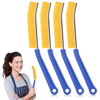 JOYMOOP 4 Pack Crevice Cleaning Brush, Blue Hard Bristle Grout Brush, House Cleaning Supplies, Magnetic Gap Cleaning Brush for Kitchen, Bathroom, Window, Toilet, Multifunctional Cleaning Tools - color: Blue, size: 4 Pack