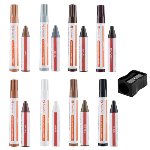 Furniture Markers Touch Up,17 Pcs Wood Markers Furniture Repair Kit, Touch Up Paint and Wood Filler Putty Stick with Sharpener Kit,for Floor Scratch Repair, Stain Pen Remover Hardwood Cabinet - size: 0.43 Ounce (Pack of 17)