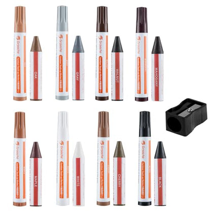 Furniture Markers Touch Up,17 Pcs Wood Markers Furniture Repair Kit, Touch Up Paint and Wood Filler Putty Stick with Sharpener Kit,for Floor Scratch Repair, Stain Pen Remover Hardwood Cabinet - size: 0.43 Ounce (Pack of 17)