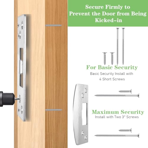 Oversized Door Strike Plate, Heavy Duty Version, Stainless Steel Reinforced Latch Guide Plate with Large Hole, Universal Round Corner Latch Strike Plate Extender Strike Restorer Kit