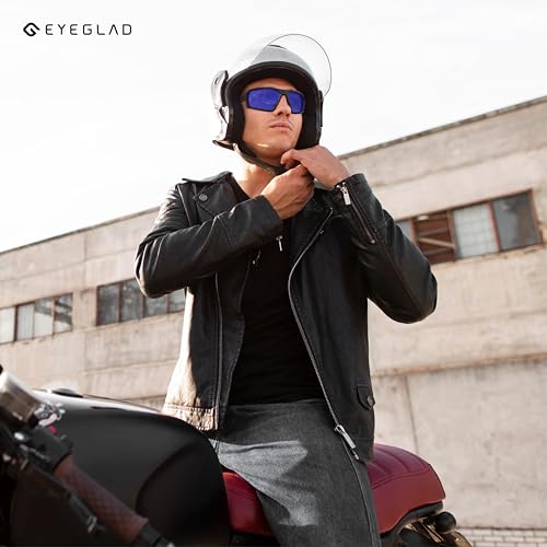 REV Z87+ Powersports Motorcycle Riding Goggles HD High Contrast UV400 Sports Wrap Sunglasses Safety Glasses - color: Nebula Blue
