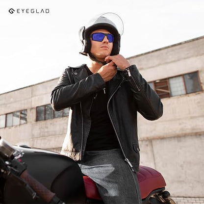 REV Z87+ Powersports Motorcycle Riding Goggles HD High Contrast UV400 Sports Wrap Sunglasses Safety Glasses - color: Nebula Blue