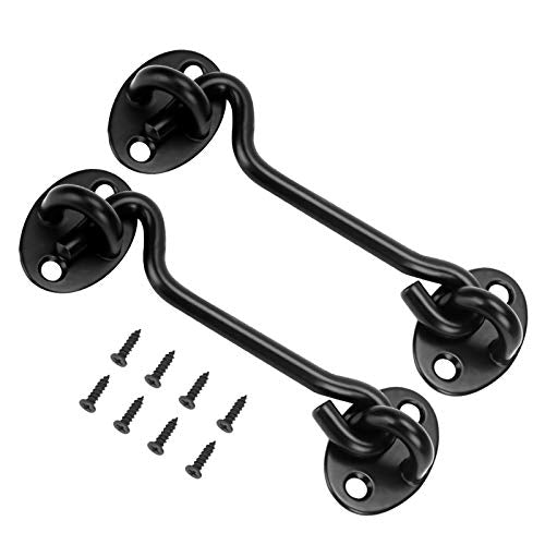 2PCS 4" Heavy Duty Door Latch Lock (Hook & Eye) for Gates, Sliding Doors, Barn, Windows, Bedroom | Stainless Steel Security Latches for Shed, Fence, Outdoor, Indoor Use -AsonTao (Door Lock - 2Pcs) - color: Door lock - 2Pcs