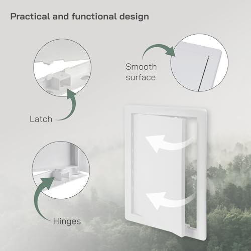 Vent Systems White ABS Plastic Access Panel 8 x 12 Inch (Cut-Out) - Access Panel with Door for Drywall, Wall, Ceiling - Electrical & Plumbing Service Inspection Door - Wall Hole Cover for Indoor Use - size: 8 X 12 Inch / 200 X 300 Mm
