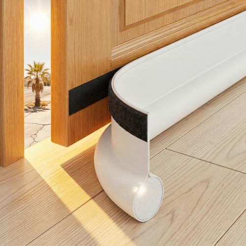 4 Pack Door Draft Stopper 36.6" One-Side Adjustable Under Door Blocker Sweep Reduce Cold Air Soundproof Light Odor Weather Stripping Seal Strip Fit for Interior Exterior (White) - color: White