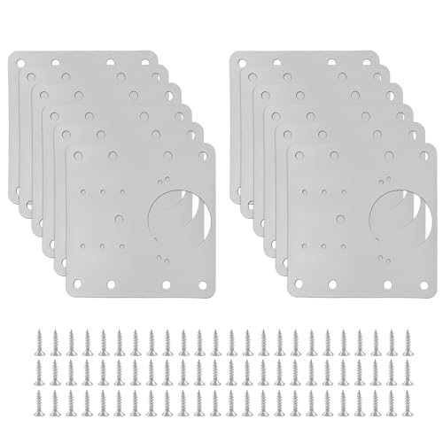 12 PCS Stable Cabinet Hinge Repair Plate Kit, Stainless Steel Brackets Mounting Screws, Protective Repair Board for Kitchen Cabinet, Cupboard Doors and Furniture