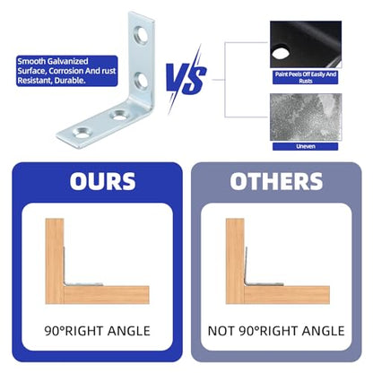 40 Pack L Bracket Corner Braces, Small Metal L Brackets for Wood, 1.5 inch Steel Joist Right Angle Brackets for Wood Shelves Chair Drawer Cabinet with Screws, Zinc Plated HOME MASTER HARDWARE - size: 1-1/2 inch Zinc-40Pack