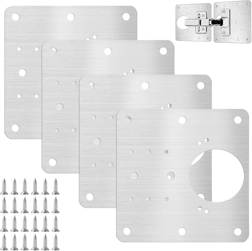 6 PCS Cabinet Hinge Repair Plates | Door Hinge Repair Bracket Kit | Stainless Steel Hinge Repair Fixing Plate Kit with Mounting Screws for Kitchen Cabinets, Cabinet Doors and Furniture (6)