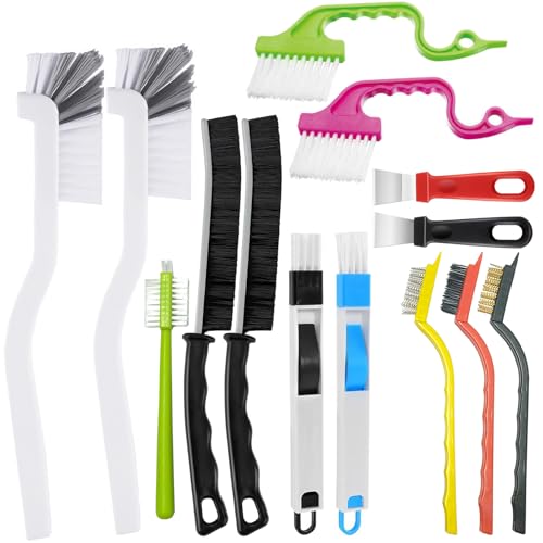 Window Groove Cleaning Brush, Window or Sliding Door Track Cleaner for Sliding Door, Sill, Tile Lines, Shutter, Car Vents, Keyboard (14Piece) - size: brush-14Piece