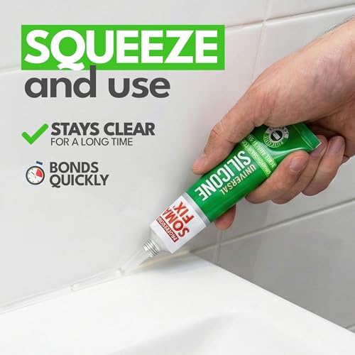 Clear Silicone Caulk - Easy Squeeze Caulking Tube, Silicone Sealant for Wood, Kitchen, Bathroom, Sink, Windows - Multi Purpose & Waterproof - 1.7 fl. oz (Clear) - color: Clear