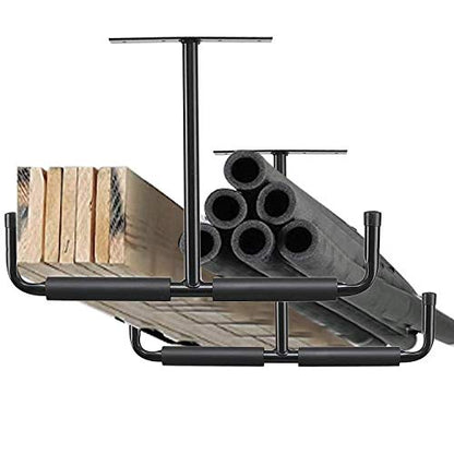 Ihomepark Overhead Garage Storage Hooks, Heavy Duty Ceiling Mounted Garage Utility Hanging Rack for Lumber Bike Tools, Black - size: 2 Pack