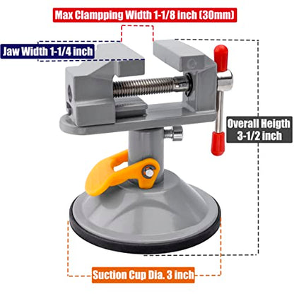 Yakamoz Mini Bench Vise 360 Degree Suction Vise Small Table Vice Clamp Workbench Vise for Jewelry Making DIY Wood Craft Carving Breads Drilling Bed Tool