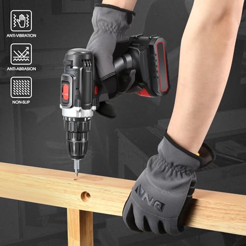 DNA MOTORING 2pair Multi-Purpose Utility Machanic Gloves, Flexible Breathable Performance Padded Knuckles Palm Work Gloves, Grey, TOOLS-00581 - color: Grey-2pair