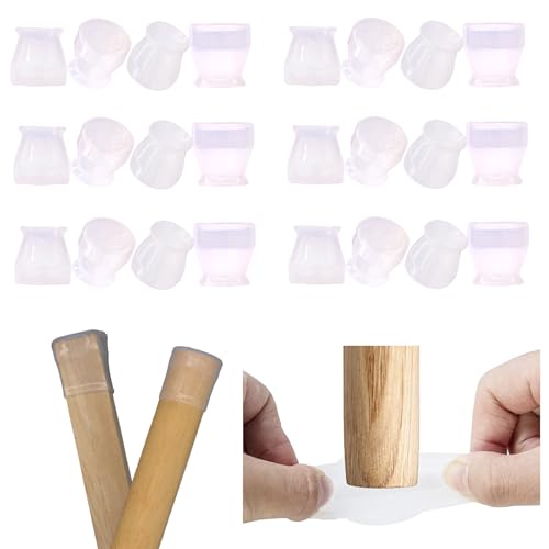Non Slip Silicone Chair Leg Floor Protectors No Felt 0.8”to1.3” Chair Leg Caps Bottom Small Furniture Table Feet Covers for Hardwood Floors Prevent Scratches No Noise Round Square,24 PCS - color: Transparent (Anti-slip), size: Small:4/5"to 1-3/10"(0.8"to