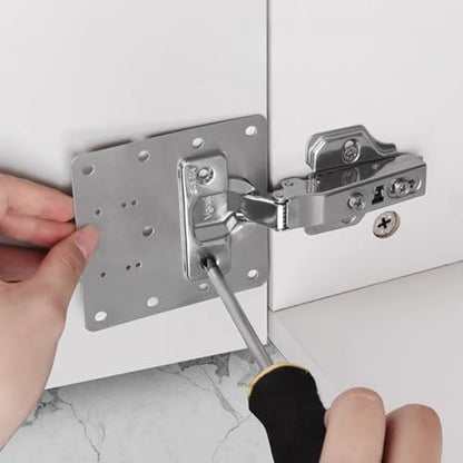 Stainless Steel Cabinet Hinge Repair Plate Kit Door Hinge Mounting Plate with Screws for Home Kitchen Cupboard Furniture (2set,2 Fixing Plates and 12 Screws) - color: 2set,2 fixing plates and 12 screws