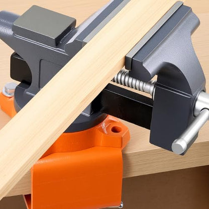 VEVOR Bench Vise, 4.5 Inch, Portable Workbench Vice with 270° Swivel Base, Quick Release Rotating Bench Clamp, Cast Iron Construction, for Woodworking, Metalworking, Drilling, Sawing, Cutting Conduit - size: 4.5inch