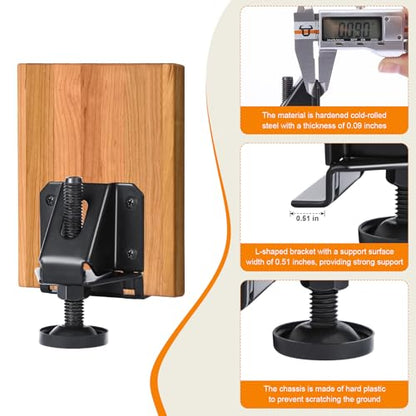 Heavy Duty Leveling Feet, 0.09" Thick Plate, 332lbs Capacity Each, 2" Height Adjustable Furniture Legs with Hex Key, for Workbench, Wardrobe on Uneven Floors, Industrial Grade (8 Pack Black)