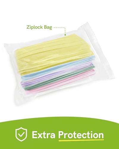 FriCARE Made in USA Disposable Face Masks, 3-Ply ASTM Level 3 Medical Grade, Breathable & Comfortable for Adult Daily Work/Sun Protection, 50 Pack Tropical Prism - color: Tropical Prism