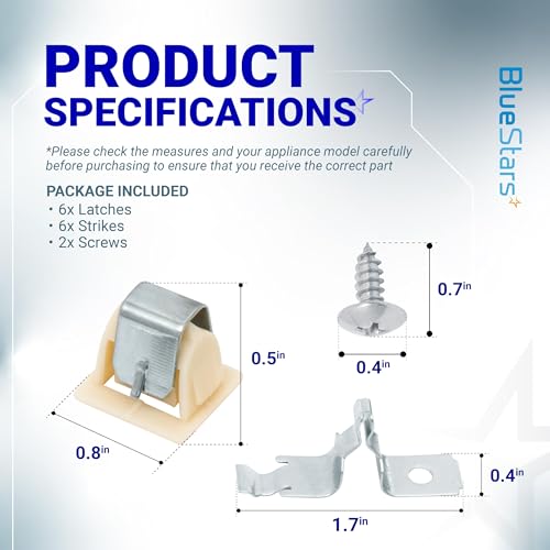 [4 SETS] BlueStars 279570 Universal Appliance Door Latch Kit PS334230 AP3094183 14205029 236877 420198 423232 EED4300TQ0 LTE5243DQ6 - Fits GE Whirlpool Kenmore Roper KitchenAid Dryers and more - style: Pack of 4